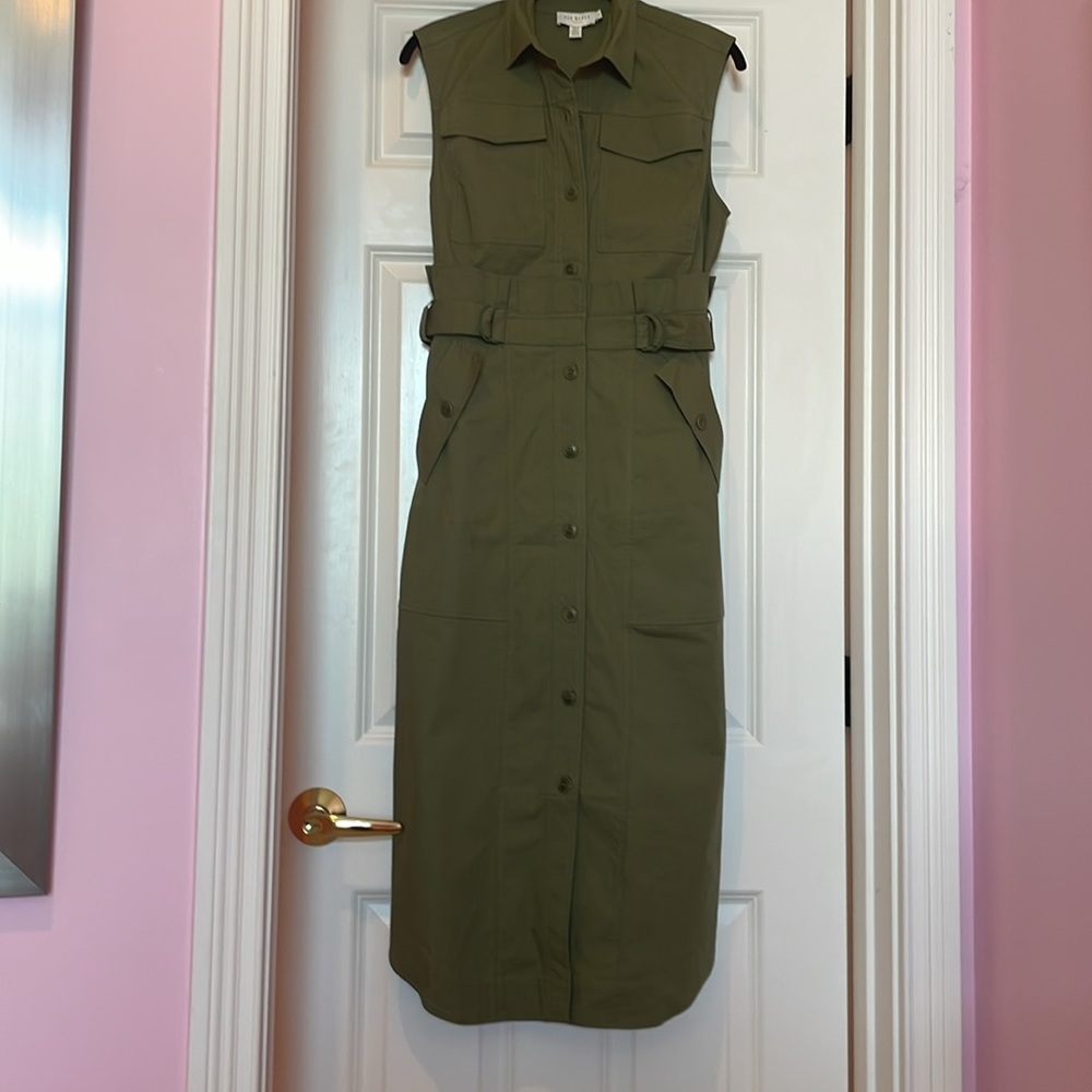 Great Ted Baker Midi Button Down Utility Dress. - image 4